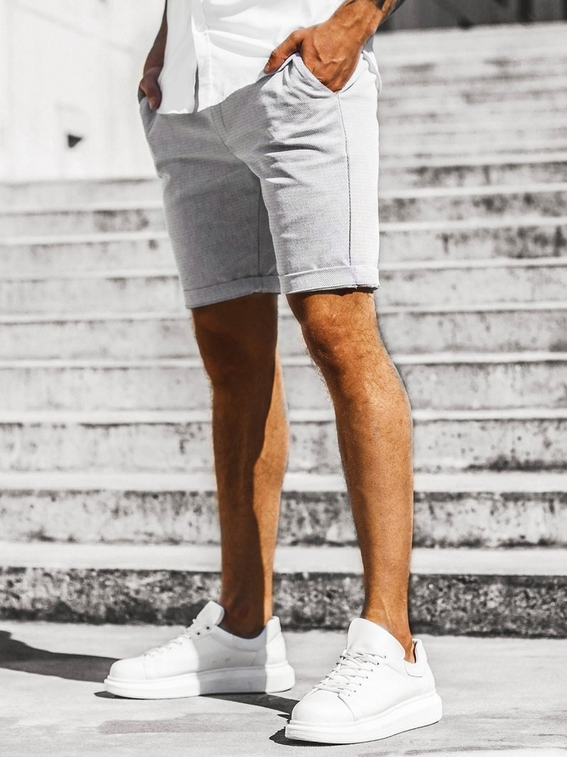 Vīriešu chino šorti pelēki OZONEE DJ/1007