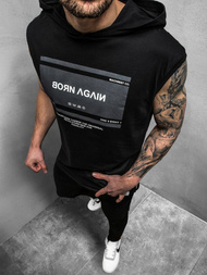 Vīriešu T-krekls bez piedurknēm melns-balts OZONEE MACH/M1152Z