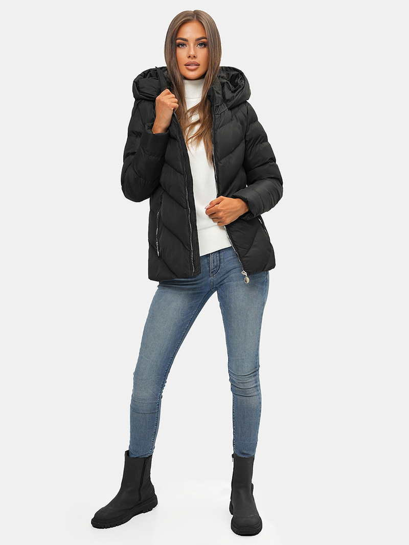 Sieviešu ziemas jaka melna OZONEE JS/M725/392