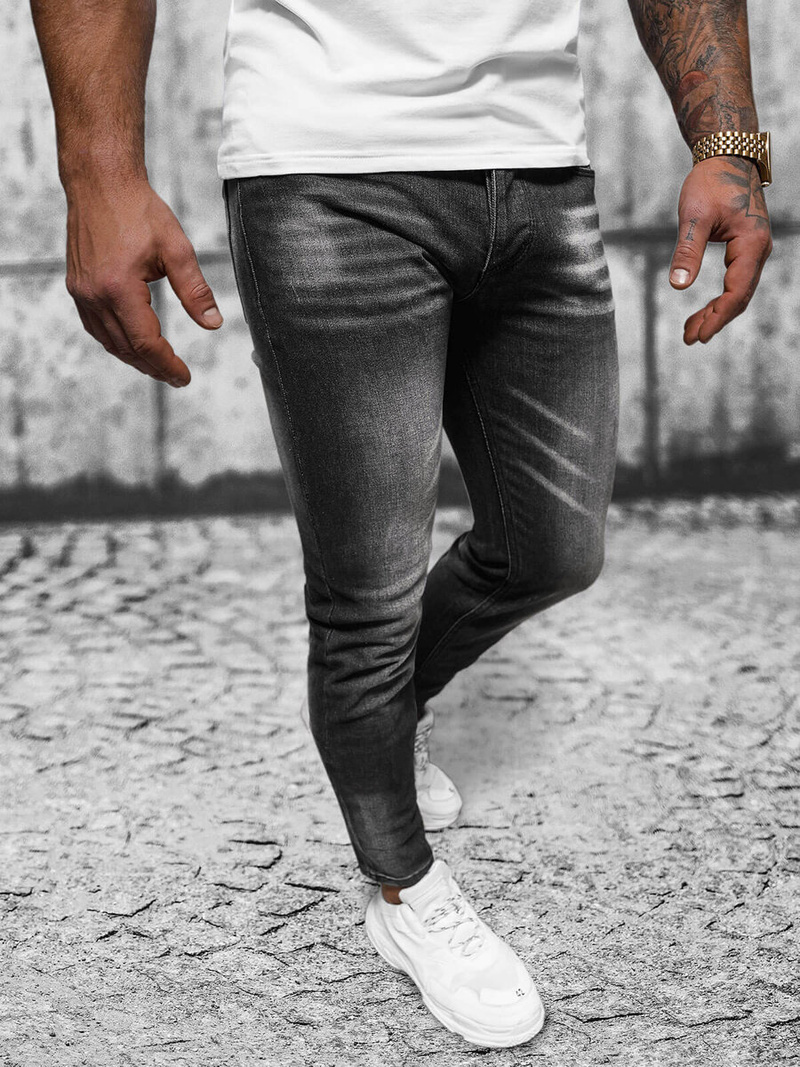 Vīriešu džinsi melni OZONEE NB/MP0199N