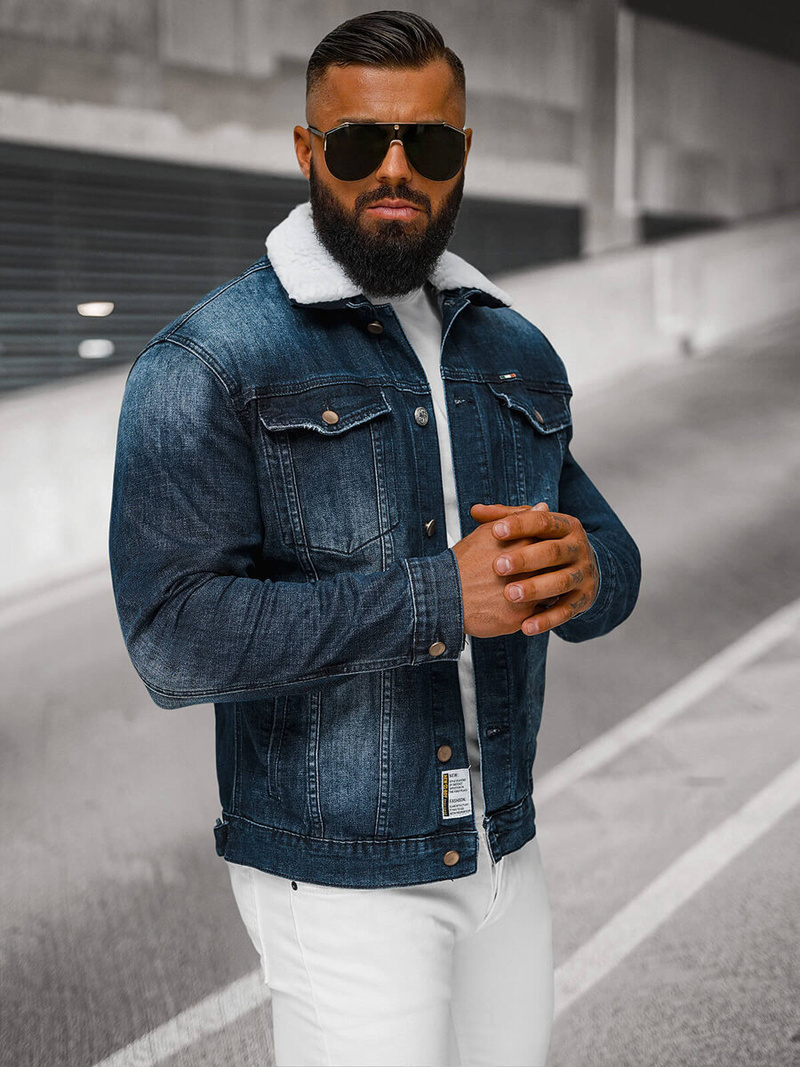 Vīriešu džinsu jaka šerpa zila OZONEE NB/MJ516BSZ