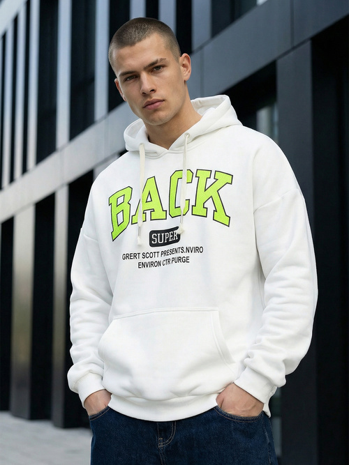 Vīriešu džemperis ar kapuci balta OZONEE O/TT30513Z