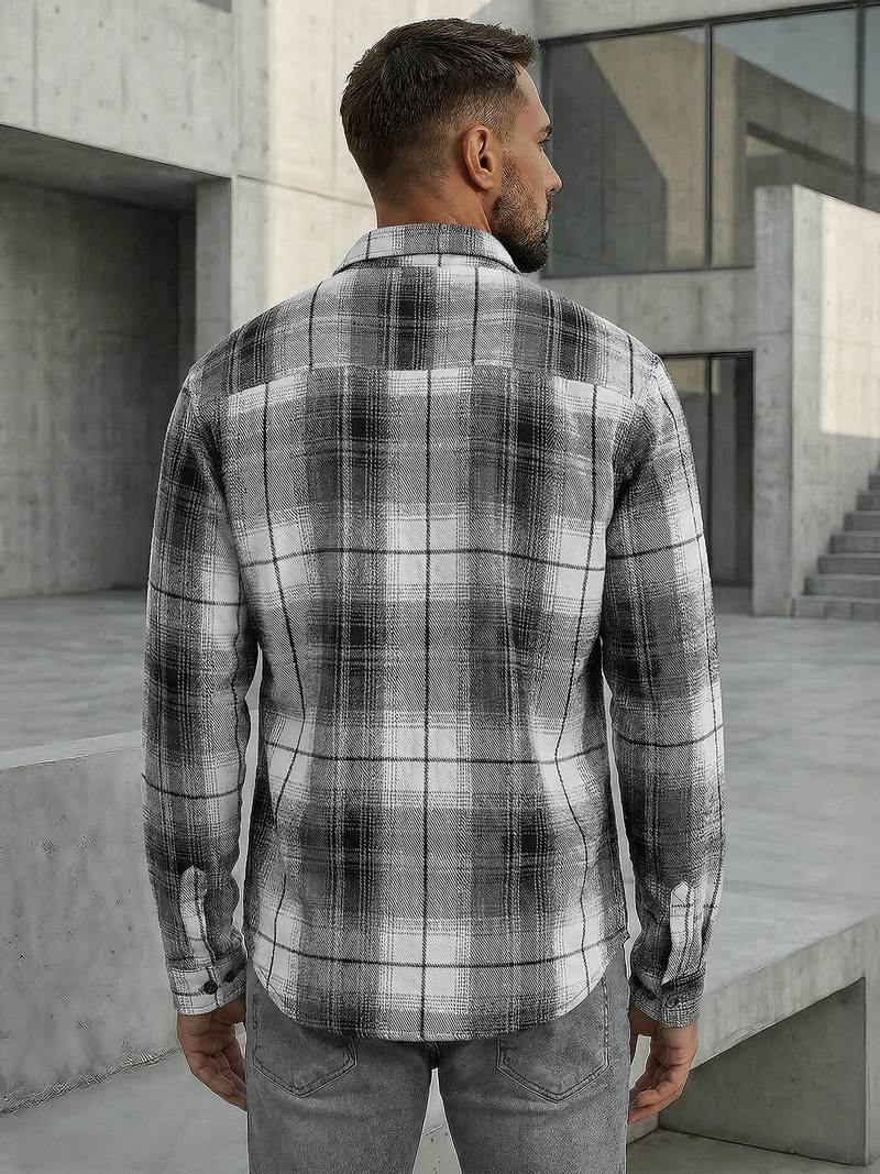 Vīriešu krekls melni-balts OZONEE NB/MC728N/4Z