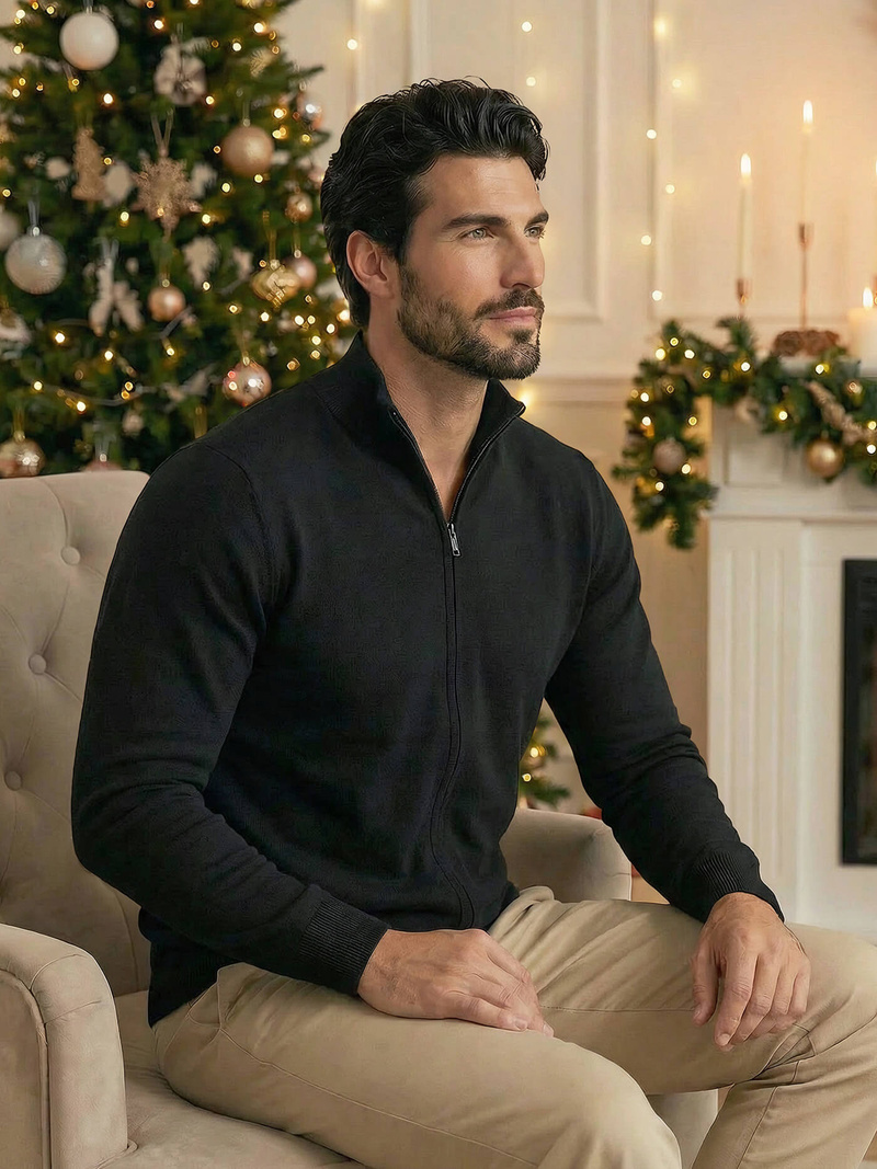 Vīriešu svīteris melns OZONEE NB/MM6004/4Z