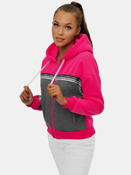 Sieviešu jaka ar kapuci rozā-pelēks OZONEE JS/B26044Z