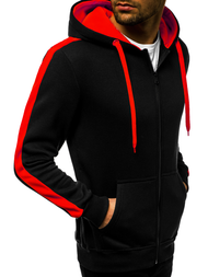 Vīriešu jaka ar rāvējslēdzēju melni-sarkana OZONEE JS/2015