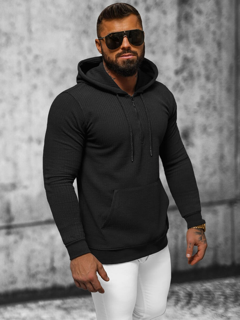 Vīriešu džemperis ar kapuci melna OZONEE O/TB2273