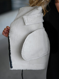 Sieviešu ādas jaka melni-balta OZONEE JS/11Z8177Z