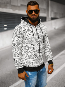 Vīriešu džemperis ar kapuci balta OZONEE JS/8B1182/1