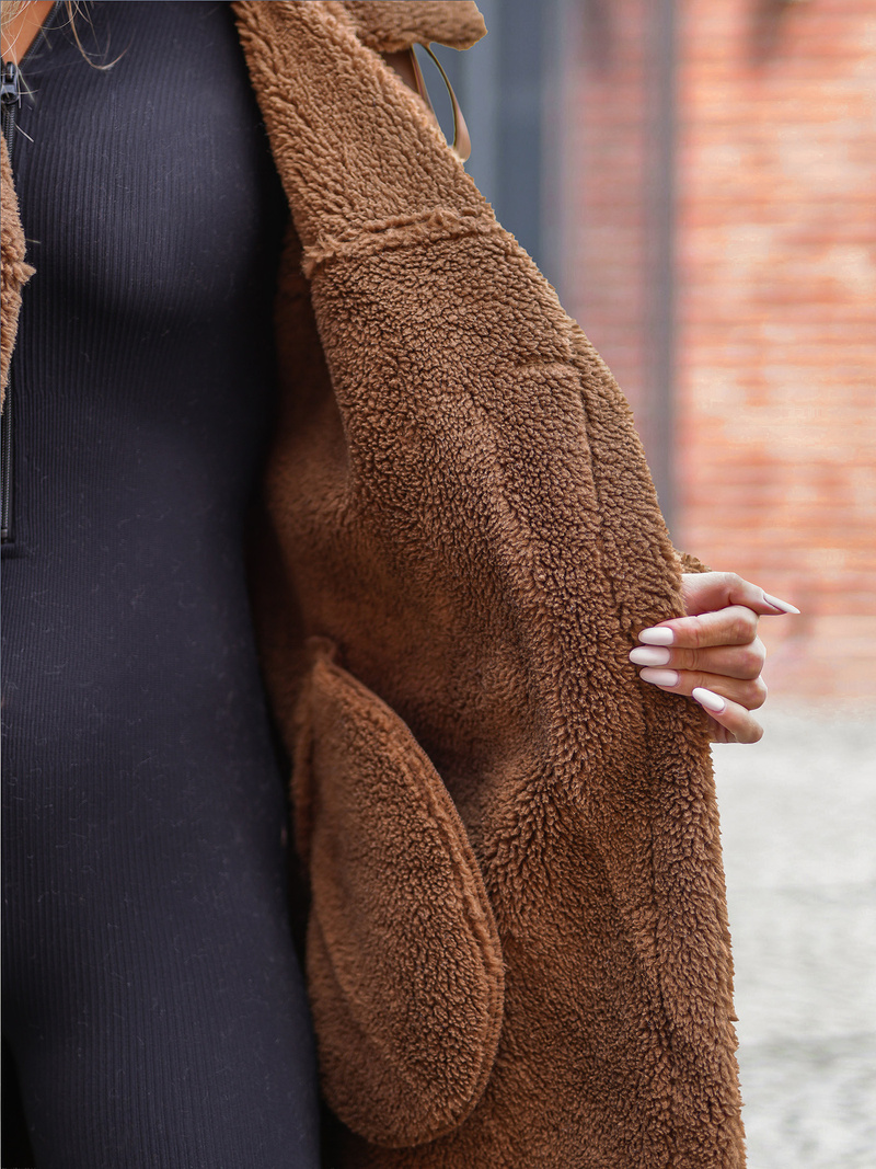 Sieviešu ādas mētelis camel OZONEE JS/11Z8253