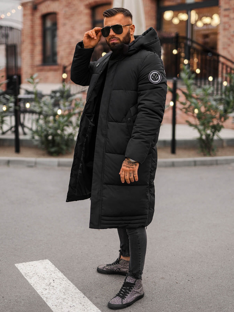 Vīriešu ziemas virsjaka melna OZONEE JS/19M1290/392