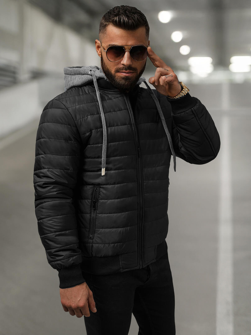 Vīriešu virsjaka melna OZONEE JS/8M985/392