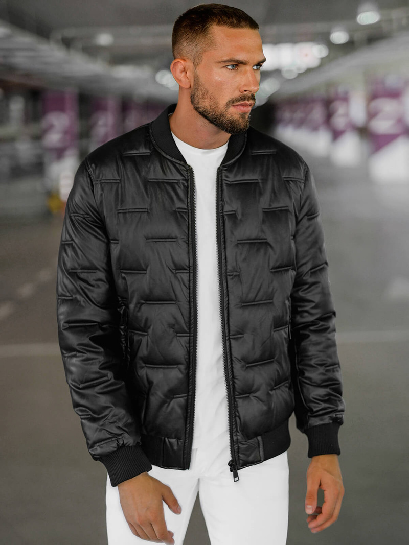 Vīriešu ādas virsjaka melna OZONEE O/11Z8099Z