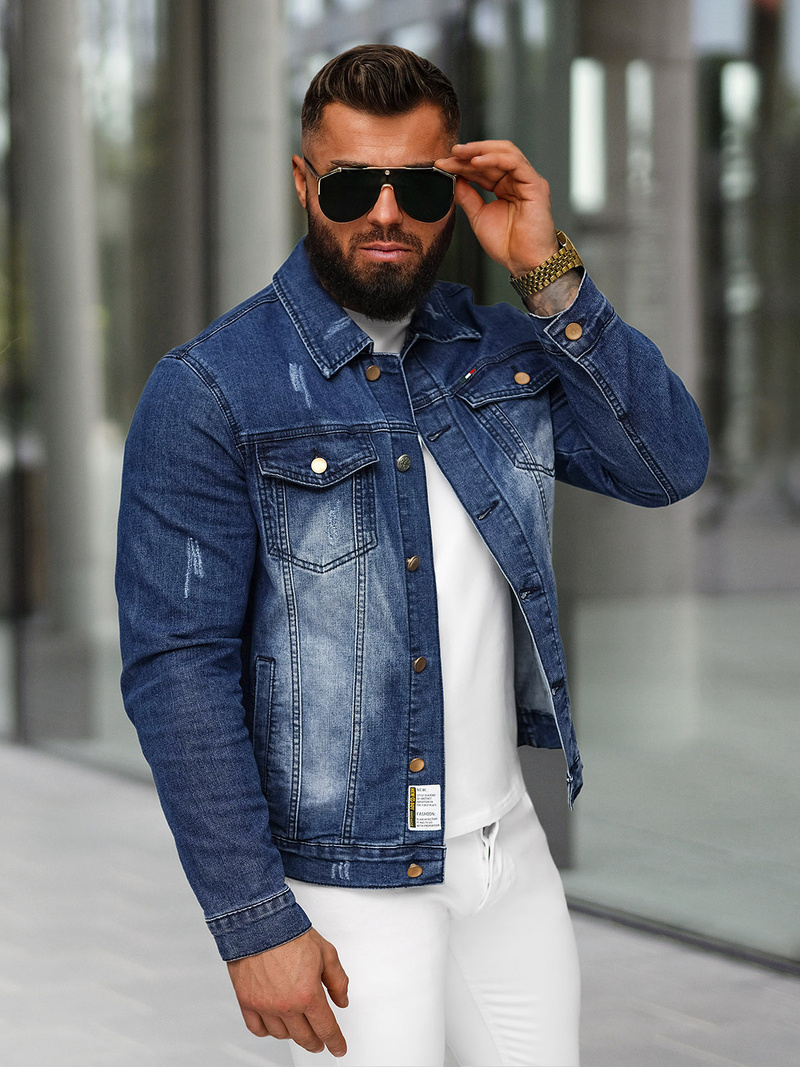 Vīriešu džinsu jaka zila OZONEE NB/MJ525BSZ