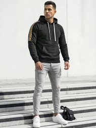 Vīriešu džemperis ar kapuci melna OZONEE JS/8B1730/3Z