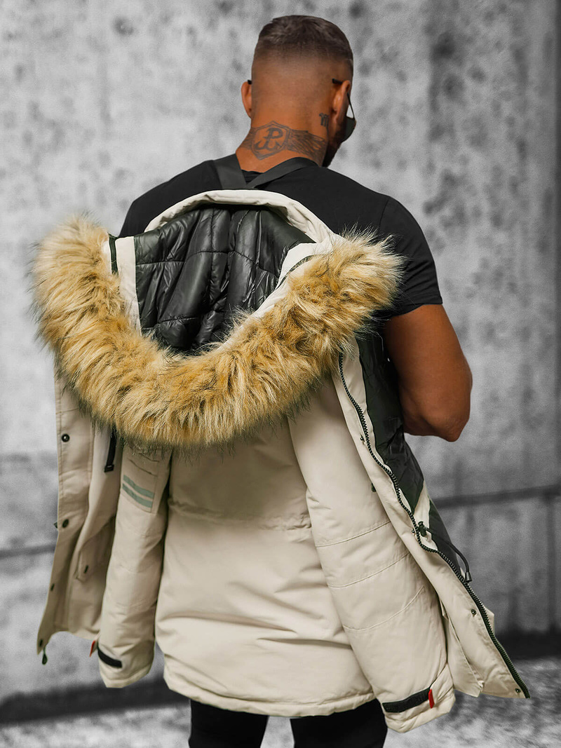 Vīriešu ziemas jaka smilšu OZONEE JS/5M791/62