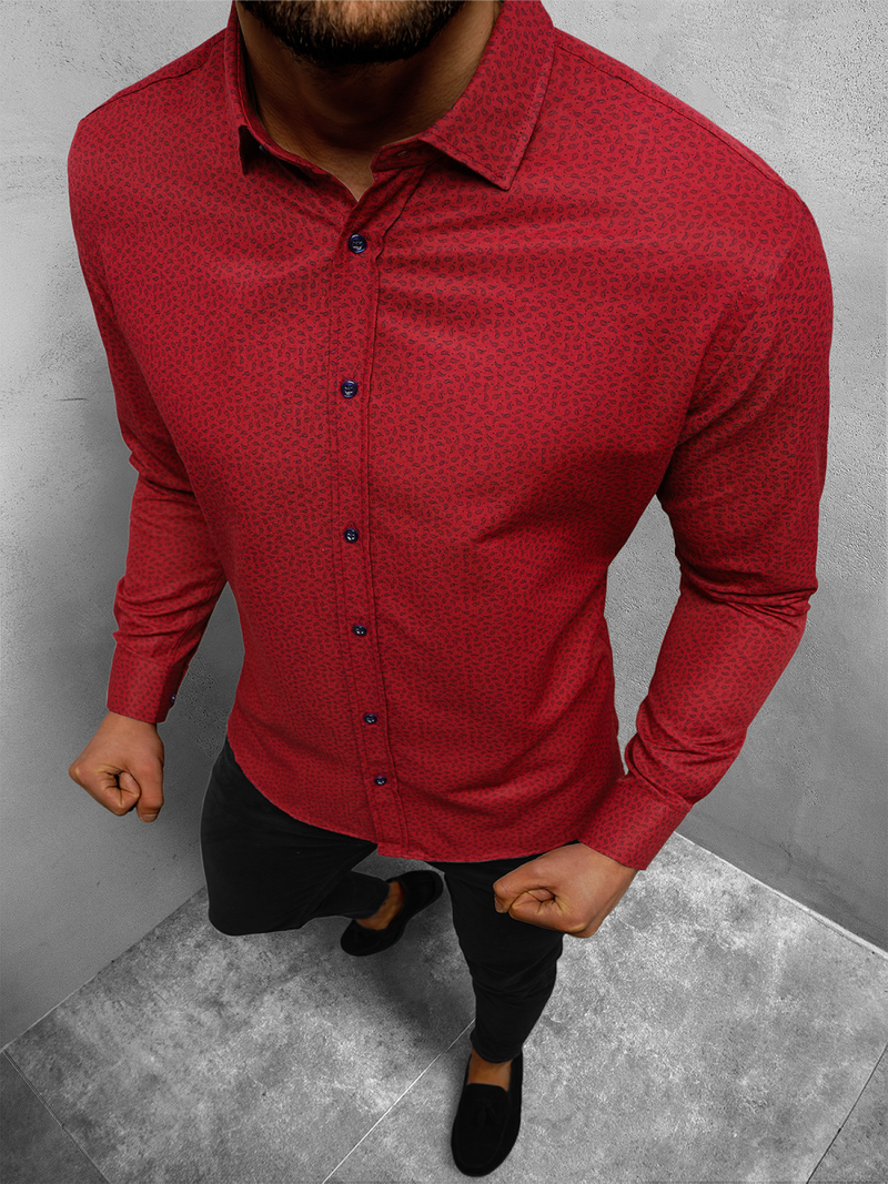 Vīriešu krekls debesu bordosarkana OZONEE O/3922