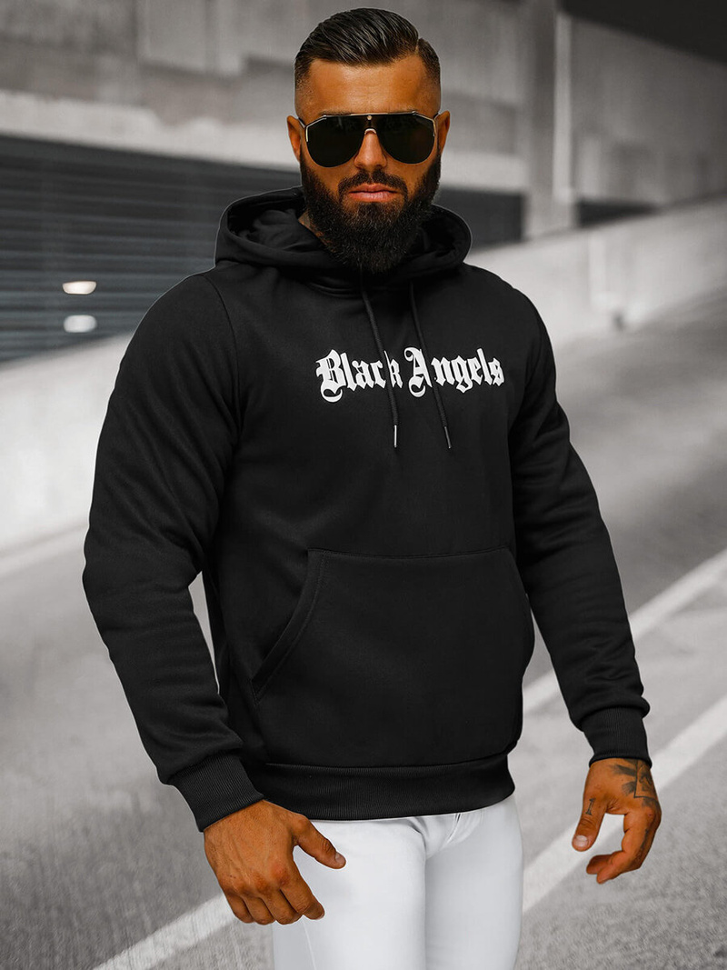 Vīriešu džemperis ar kapuci melna OZONEE JS/27B6509/3