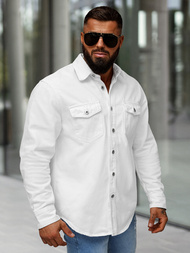 Vīriešu džinsu krekls balts OZONEE L/CA777/2