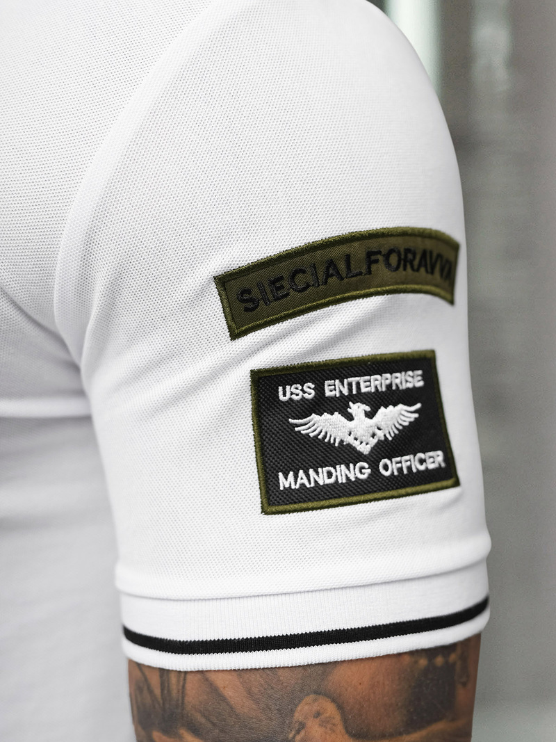 Vīriešu polo krekls balts OZONEE NB/MT3144