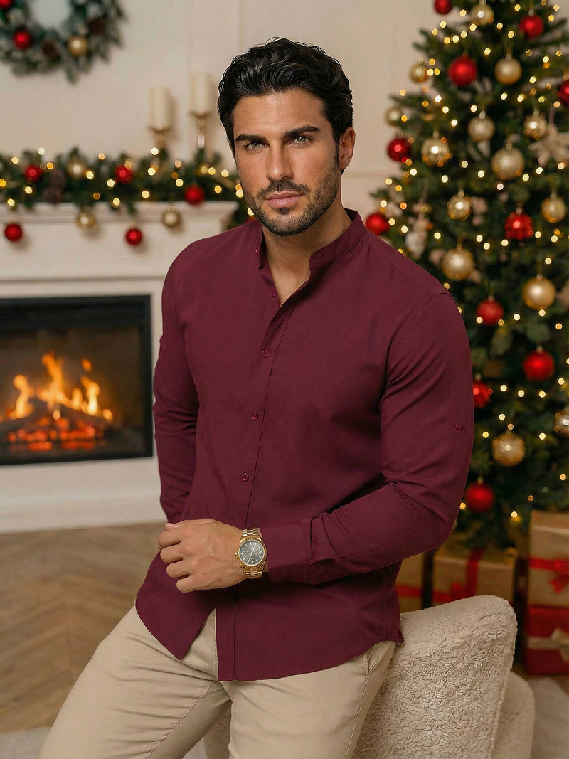 Vīriešu krekls bordosarkana OZONEE O/V57Z