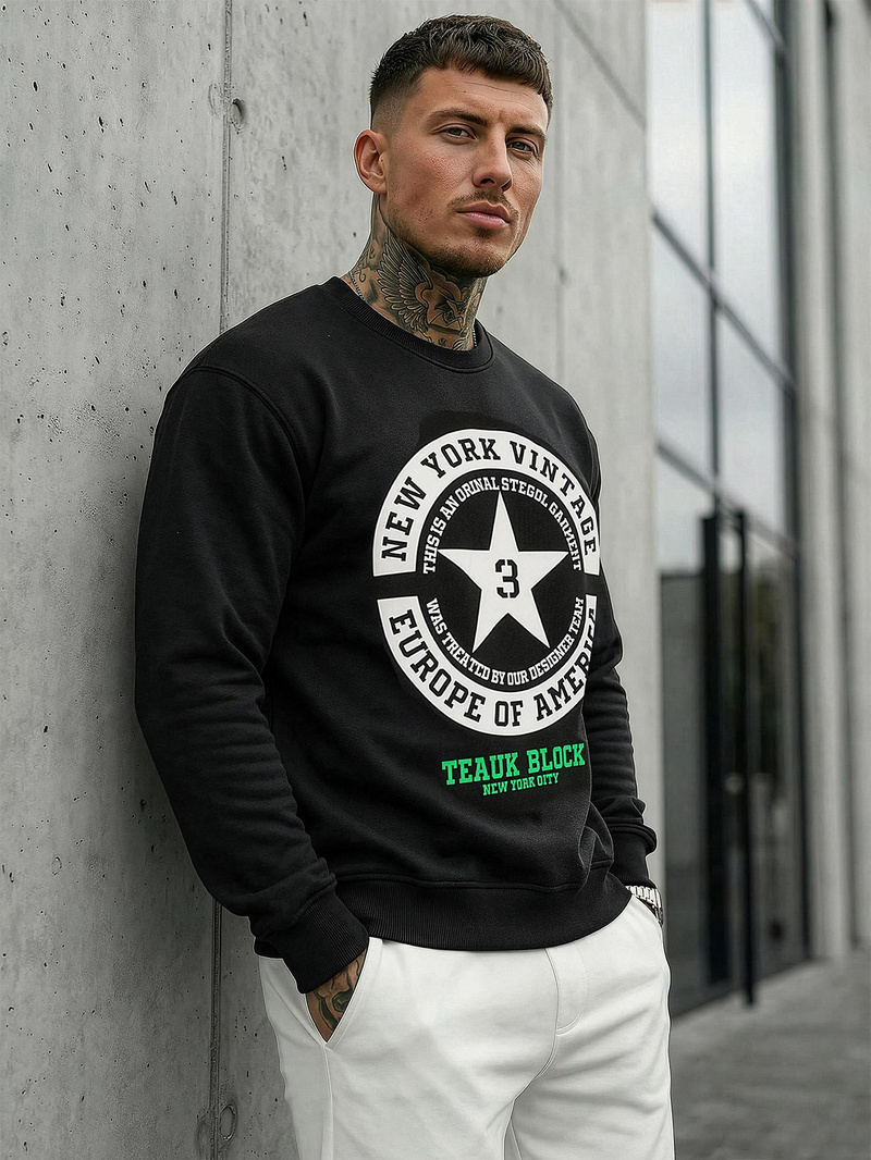 Vīriešu džemperis melns OZONEE JS/8B1768/3