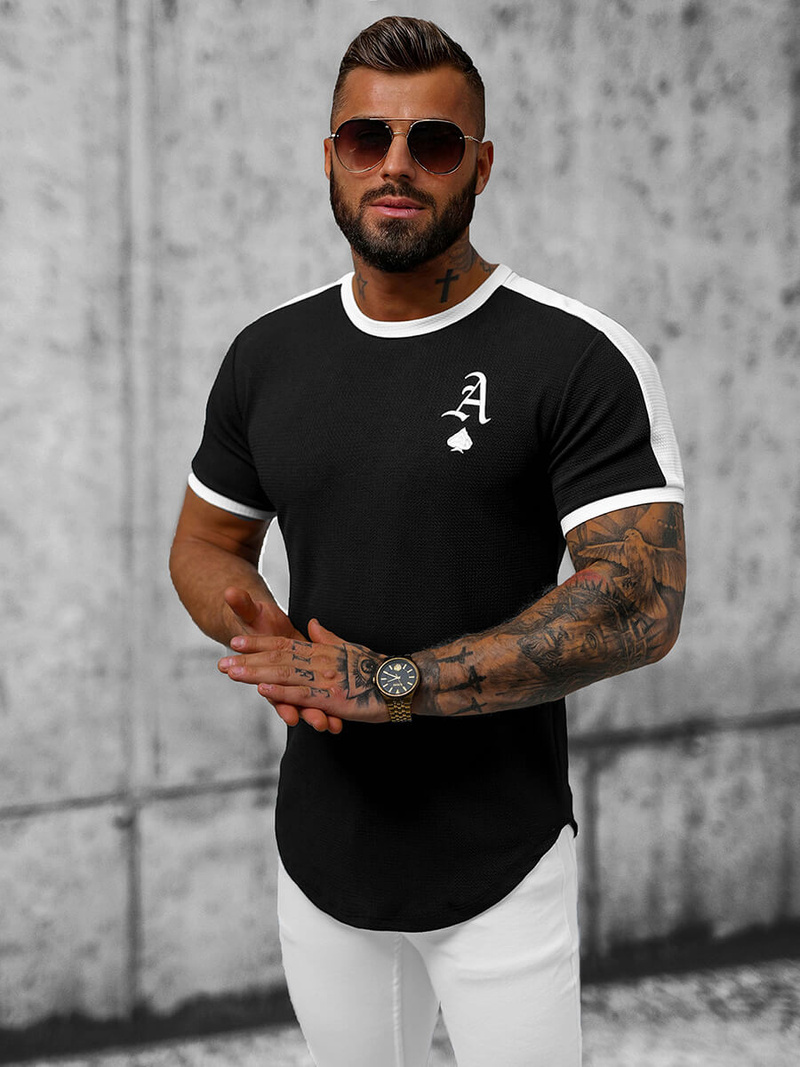 Vīriešu t-krekls melns OZONEE O/TX6413