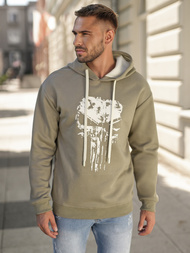 Vīriešu džemperis ar kapuci haki OZONEE JS/65B3907/29