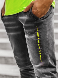 Vīriešu jogger bikses melnas-zaļas OZONEE JS/KK1102-2