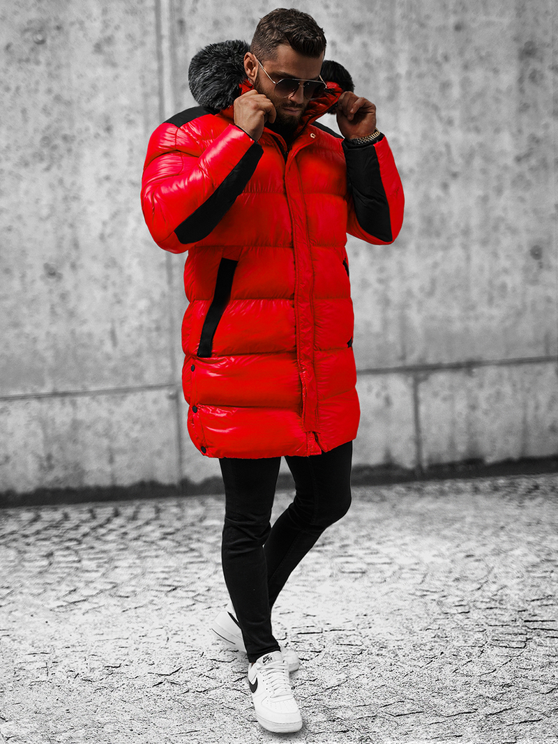 Vīriešu ziemas virsjaka sarkana OZONEE O/M800Z