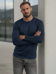 Vīriešu t-krekls ar garām piedurknēm tumši zils OZONEE JS/DB71/5