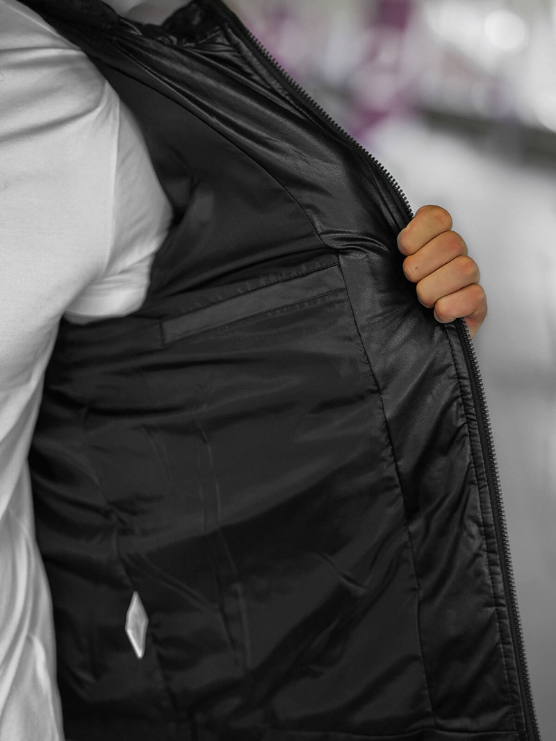 Vīriešu ādas virsjaka melna OZONEE O/11Z8088