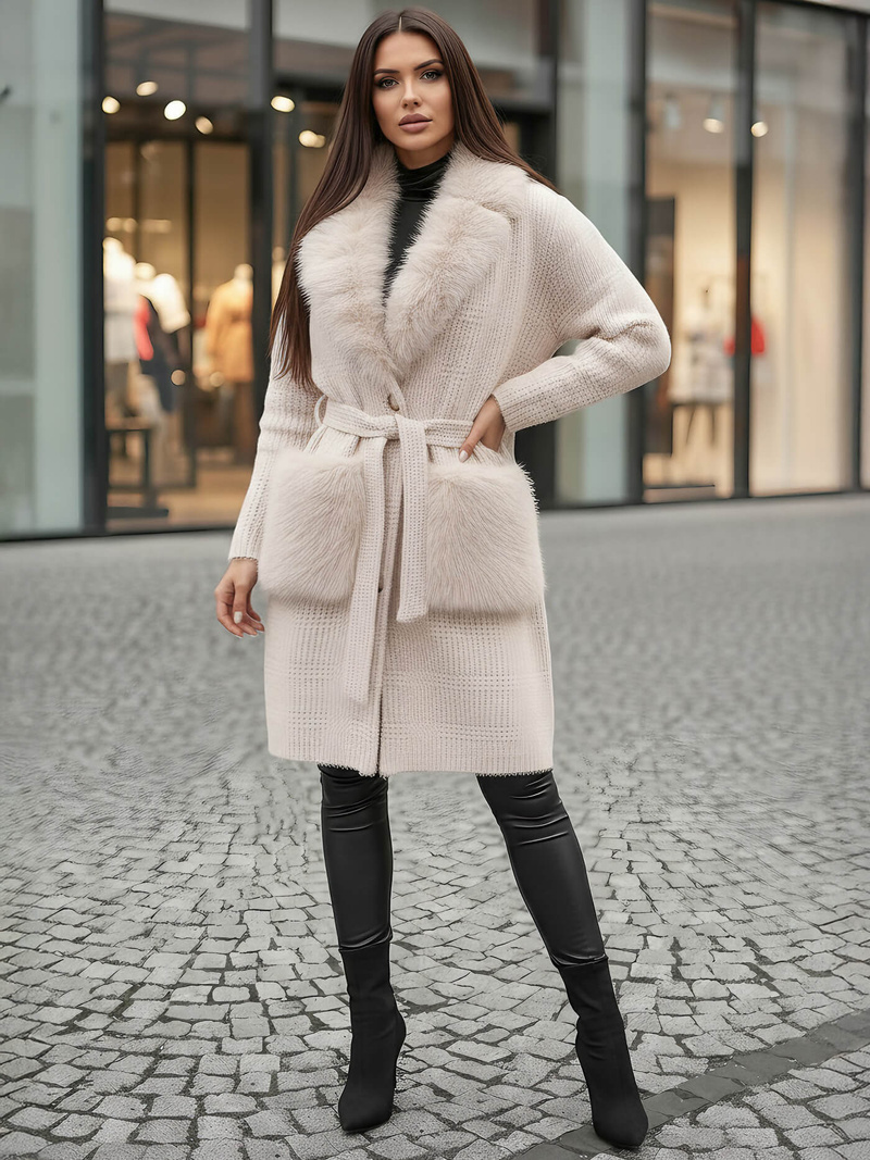 Sieviešu mētelis smilšu OZONEE JS/53M5200/155Z