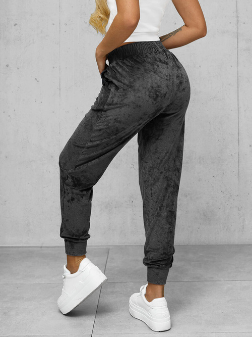 Sieviešu velūra sporta bikses grafīta OZONEE JS/92K527/5