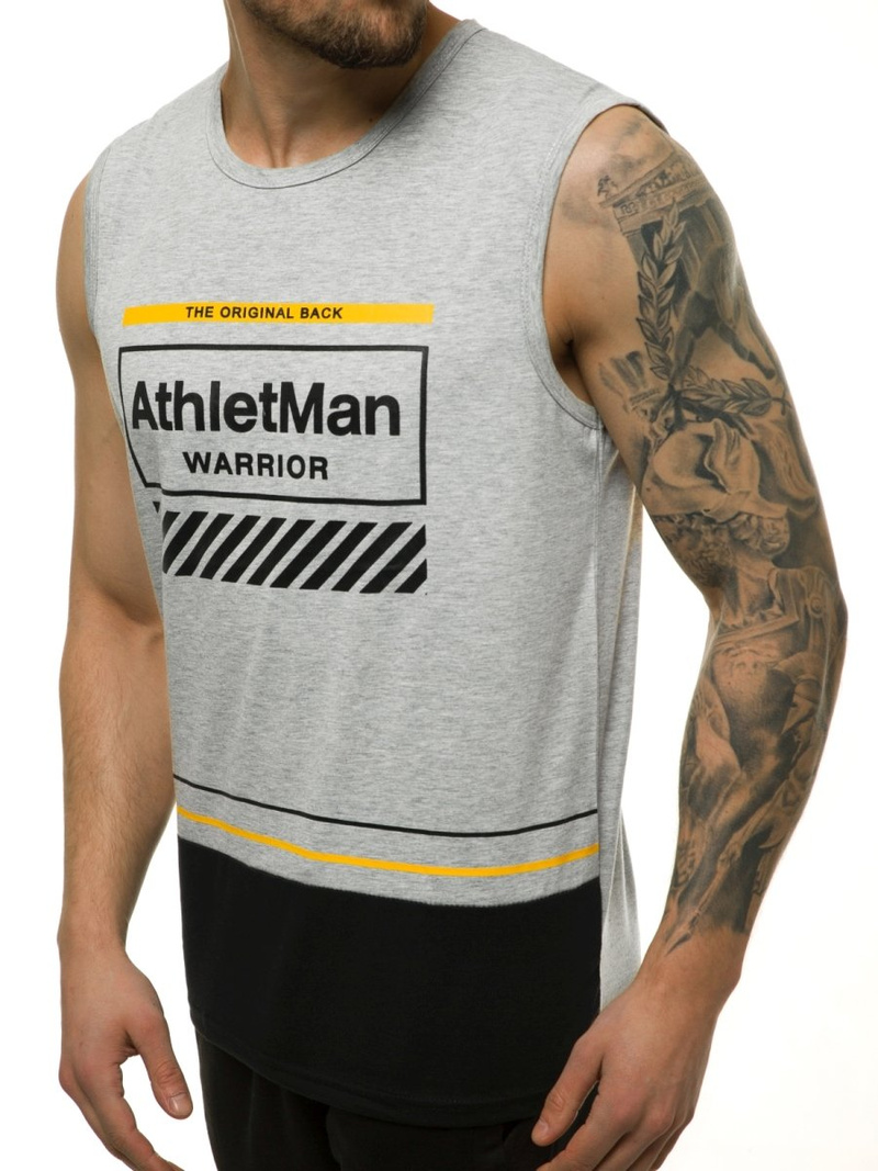 Vīriešu T-krekls bez piedurknēm pelēks OZONEE JS/SS11079