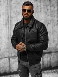 Vīriešu ādas virsjaka melna OZONEE JB/JP1178Z