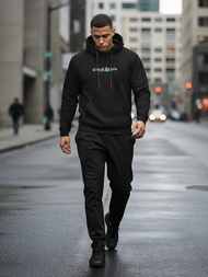 Vīriešu džemperis ar kapuci melna OZONEE JS/21B1901/3