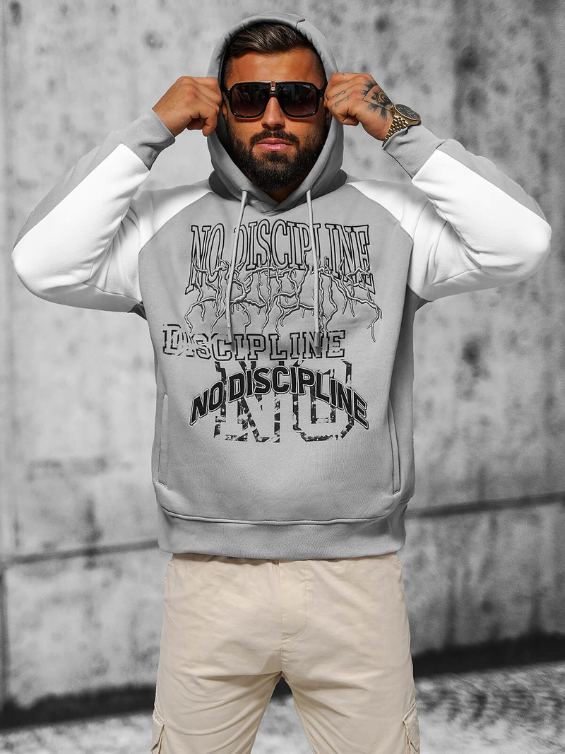 Džemperis ar kapuci pelēka OZONEE O/SWE23037