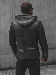 Vīriešu ādas virsjaka melna OZONEE JS/11Z8012Z