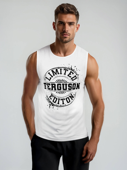 Vīriešu t-krekls bez piedurknēm balts OZONEE JS/8B1725/1