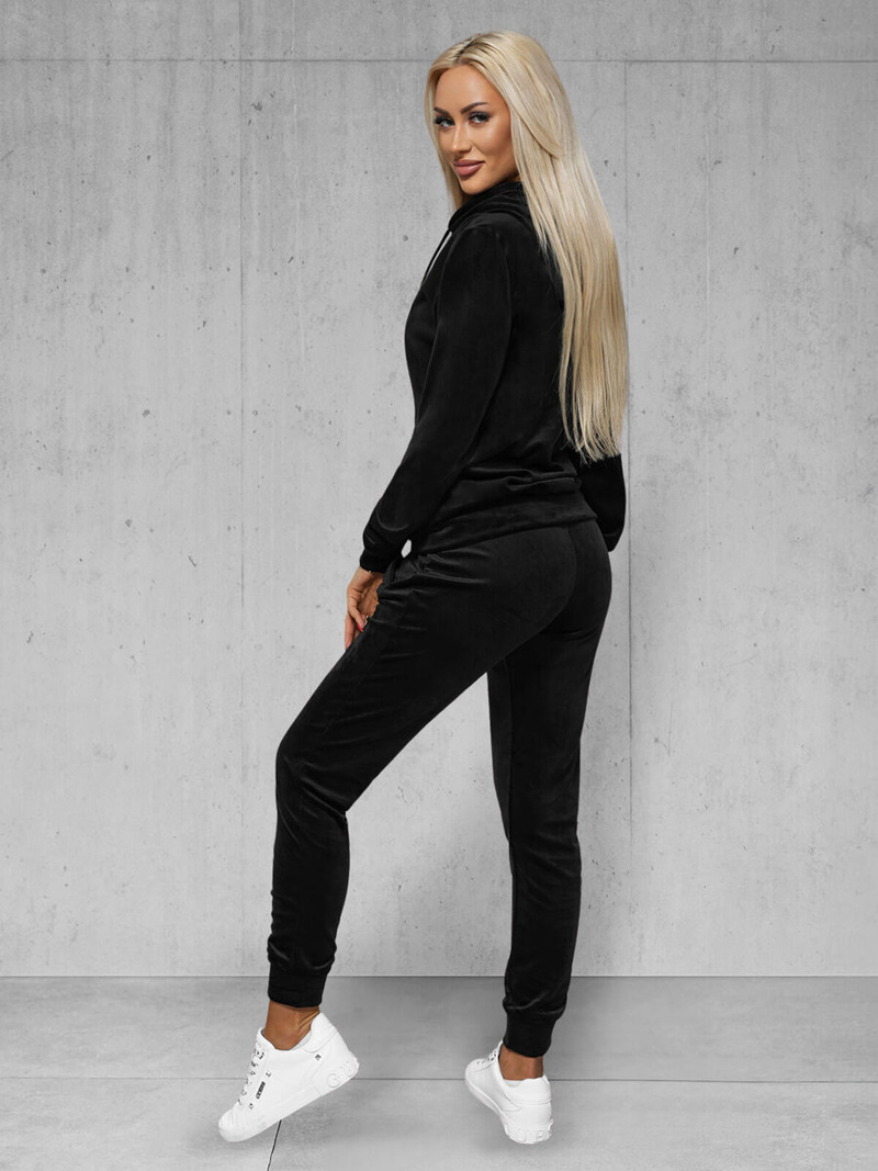 Sieviešu velūra treniņtērpa komplekts melns OZONEE JS/8C1176/3