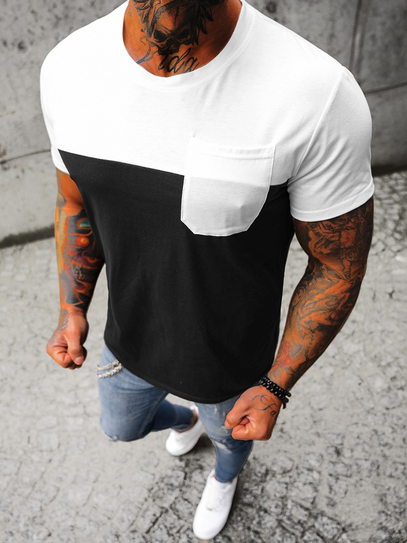 Vīriešu t-krekls balti-melns OZONEE JS/8T91/3