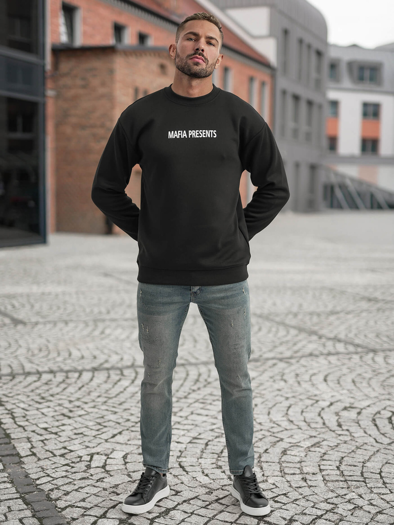 Vīriešu džemperis melns OZONEE JS/65B3919/3