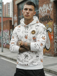 Vīriešu džemperis ar kapuci balta OZONEE O/B266Z