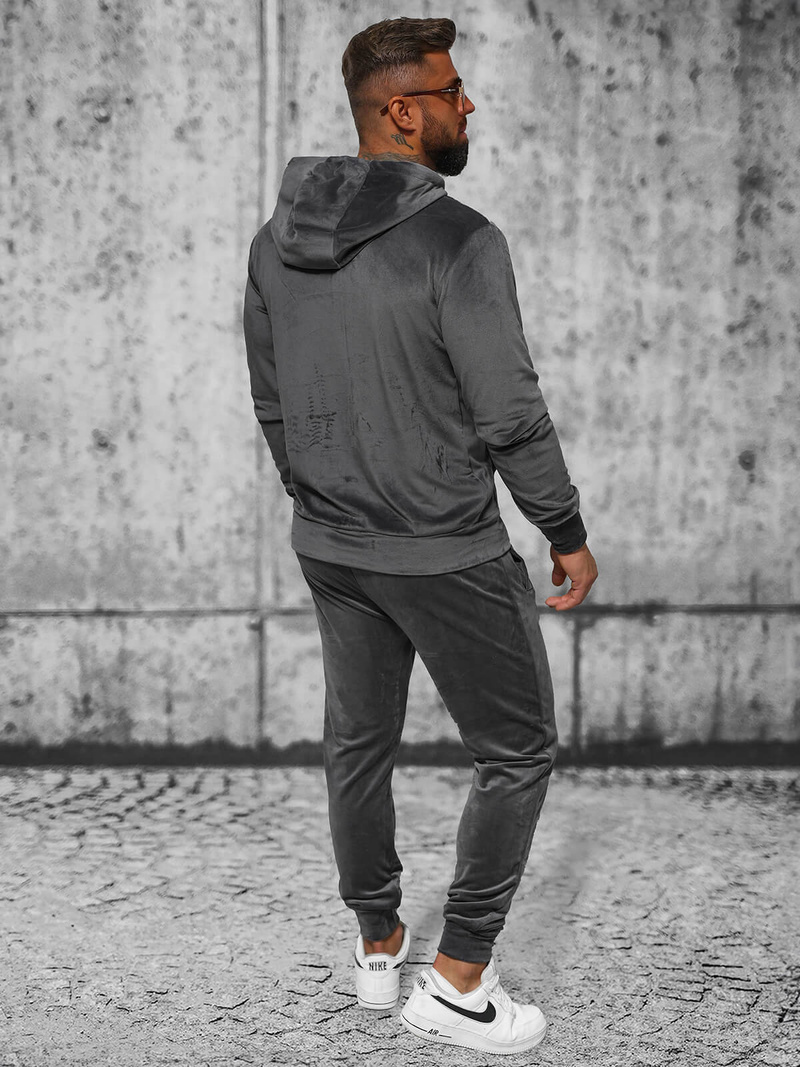 Vīriešu velūra treniņtērpa grafīta OZONEE JS/8C1169/6