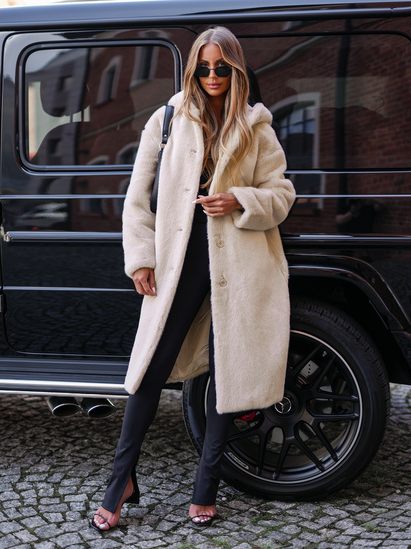 Sieviešu kažokādas ziemas jaka smilšu OZONEE JS/11Z8250