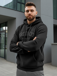 Vīriešu džemperis ar kapuci melna OZONEE JS/8B1969/3