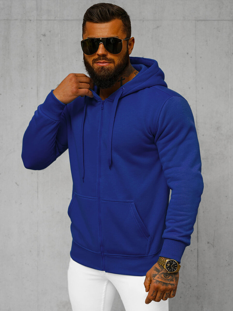 Vīriešu džemperis ar kapuci kobalta OZONEE JS/2008Z