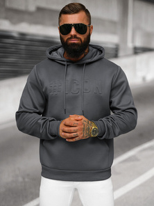 Vīriešu džemperis ar kapuci grafīta OZONEE JS/27B6502/5