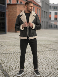 Vīriešu ādas virsjaka melna OZONEE JS/11Z8273